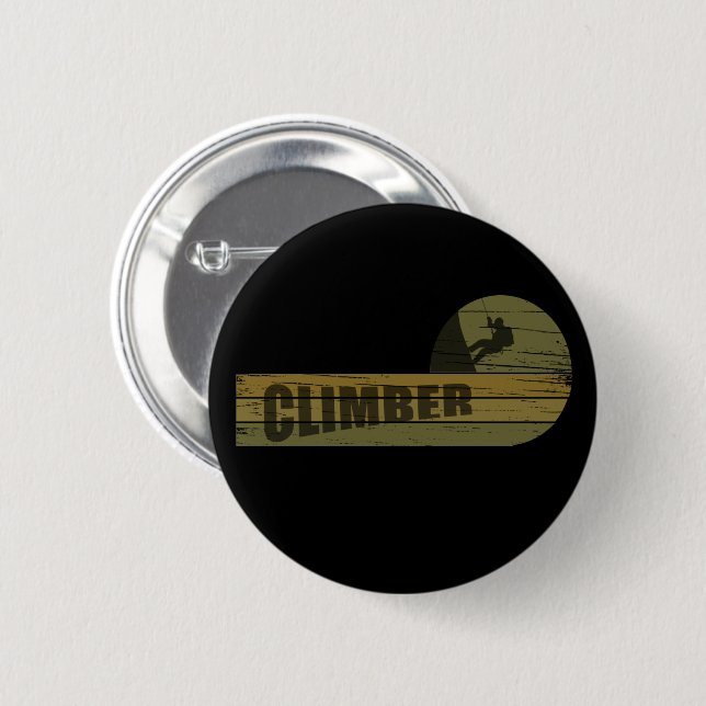 Felsenklettern Vintage-Kletterer Button (Vorne & Hinten)