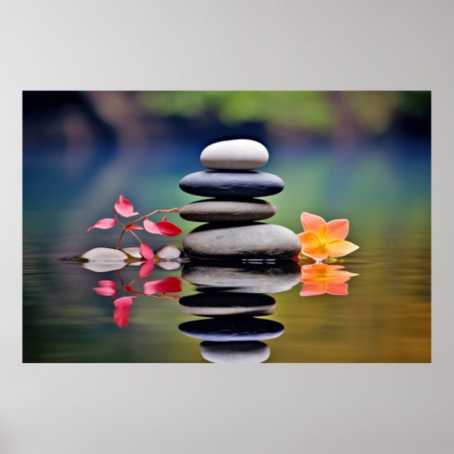 Felsenpflaster Wasser Ruhe Friedlich Poster (Vorne)