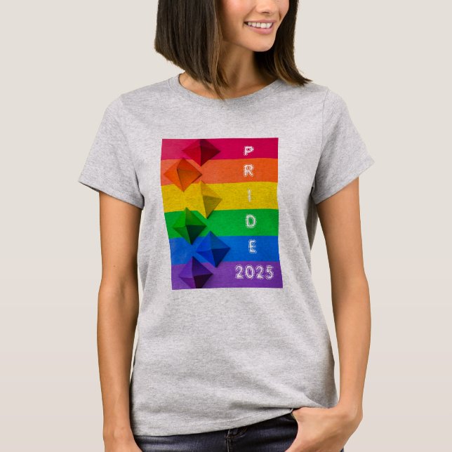 Felsflagge geometrische Origami-Regenbogenfarben T-Shirt (Vorderseite)