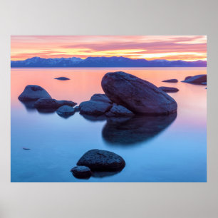Felsformationen am Lake Tahoe bei Sonnenuntergang Poster