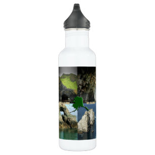 Felsformationen und Höhlen in Alaska Collage Edelstahlflasche