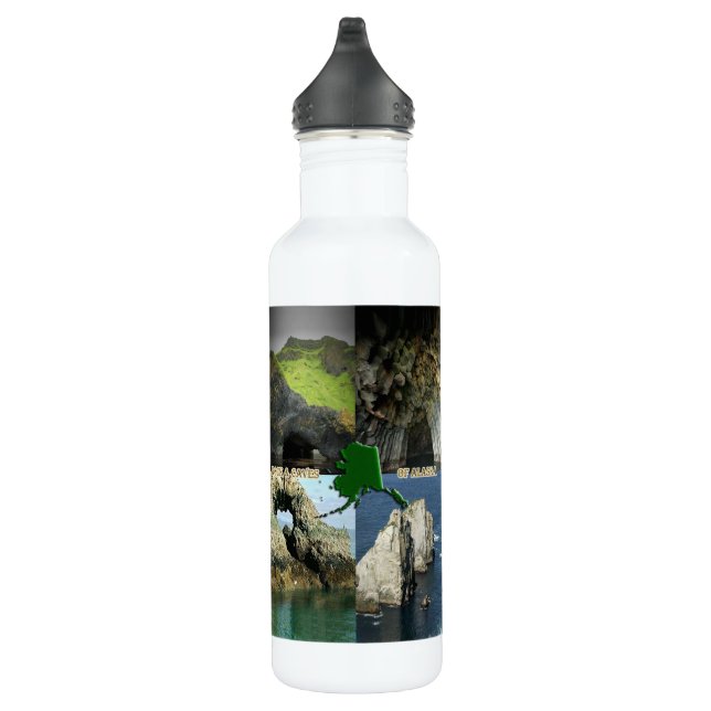 Felsformationen und Höhlen in Alaska Collage Edelstahlflasche (Rechts)
