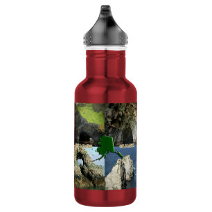 Felsformationen und Höhlen in Alaska Collage Edelstahlflasche
