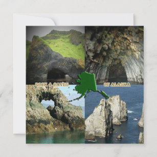 Felsformationen und Höhlen in Alaska Collage Einladung