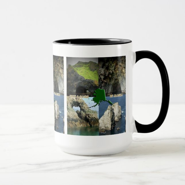 Felsformationen und Höhlen in Alaska Collage Tasse (Rechts)