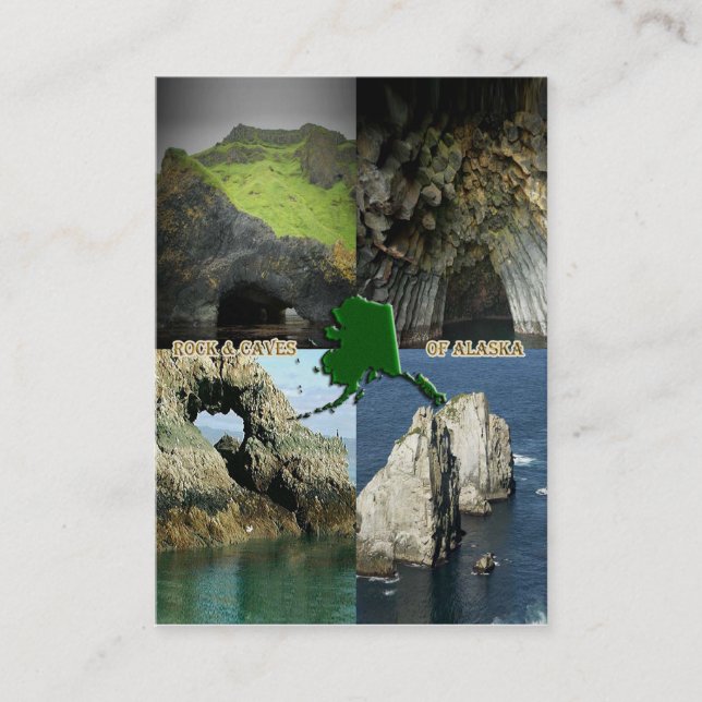 Felsformationen und Höhlen in Alaska Collage Visitenkarte (Vorderseite)