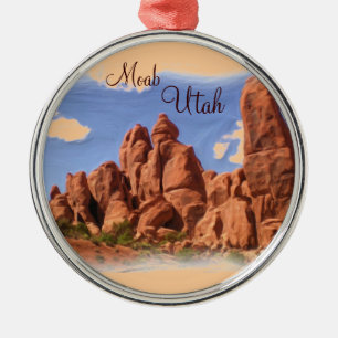 Felsformationverzierung Moabs Utah Silbernes Ornament