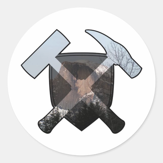 Felshammer-Schild des Geologen - Halbkuppel Runder Aufkleber (Vorderseite)