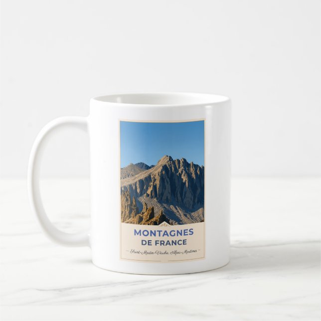 Felsige Gipfel der französischen Alpen Kaffeetasse (Links)