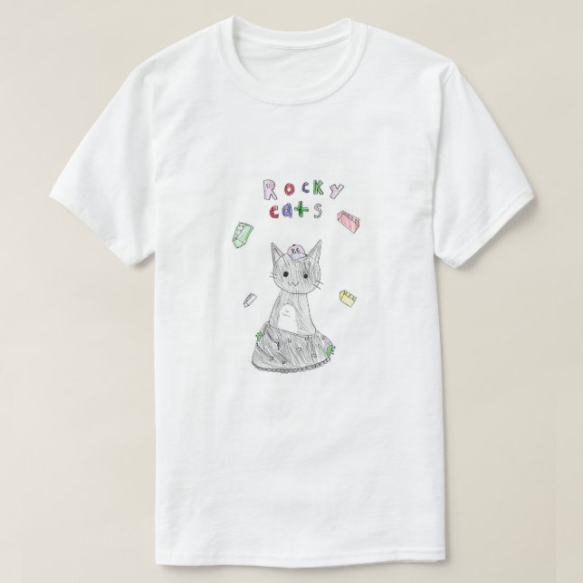 Felsige Katzen T-Shirt (Design vorne)