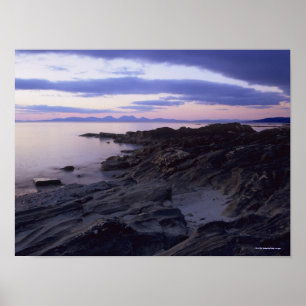 Felsige Küste am Sonnenuntergang in Kintyre, Poster