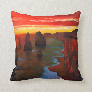 Felsige Küste am Sonnenuntergang Kissen