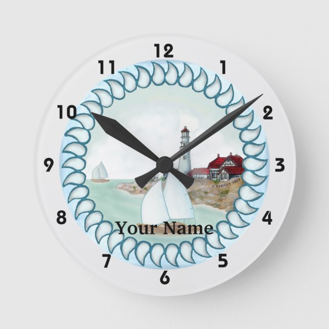 Felsige Leuchtturm-Uhr Runde Wanduhr (Vorderseite)