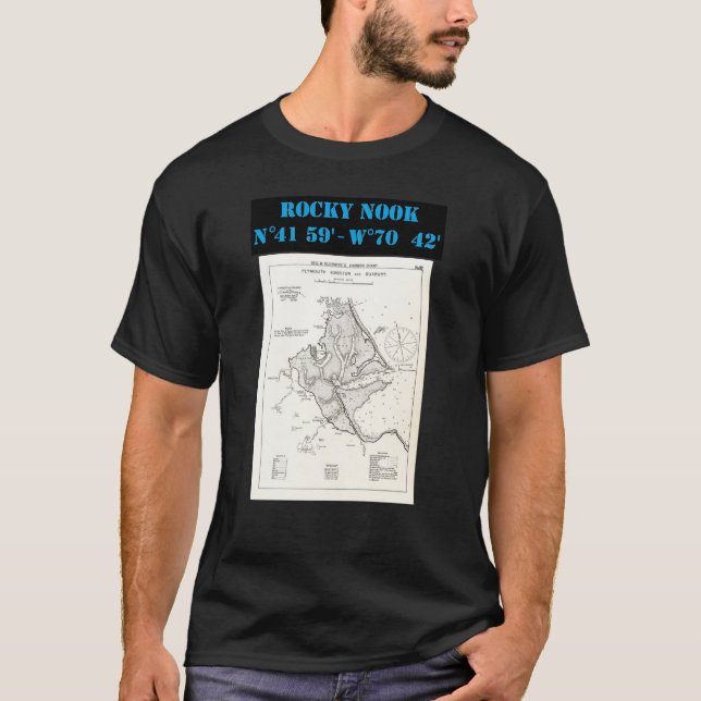 Felsige Winkel-Karte der Bucht Kingston Duxbury T-Shirt (Vorderseite)