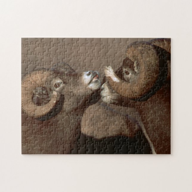 Felsiger GebirgsBighorn-Schaf rammt Puzzlespiel (Horizontal)