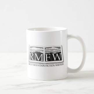 Felsiger GebirgsFiktions-Verfasser-Logo-Abnutzung Kaffeetasse