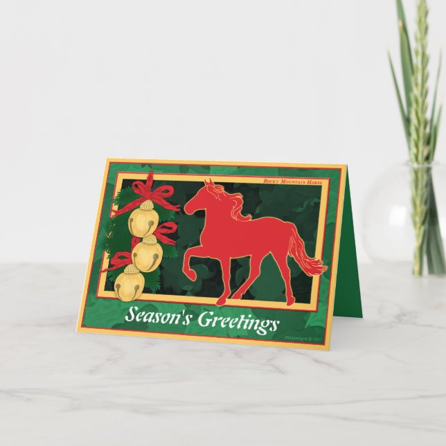 Felsiger Gebirgspferdeweihnachten Feiertagskarte (Vorderseite)