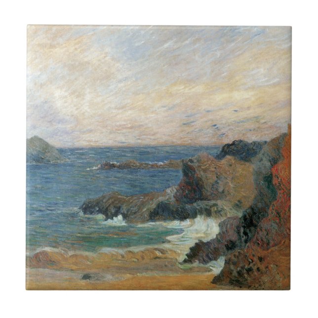 Felsküste von Paul Gauguin, Vintager Impressionism Fliese (Vorderseite)