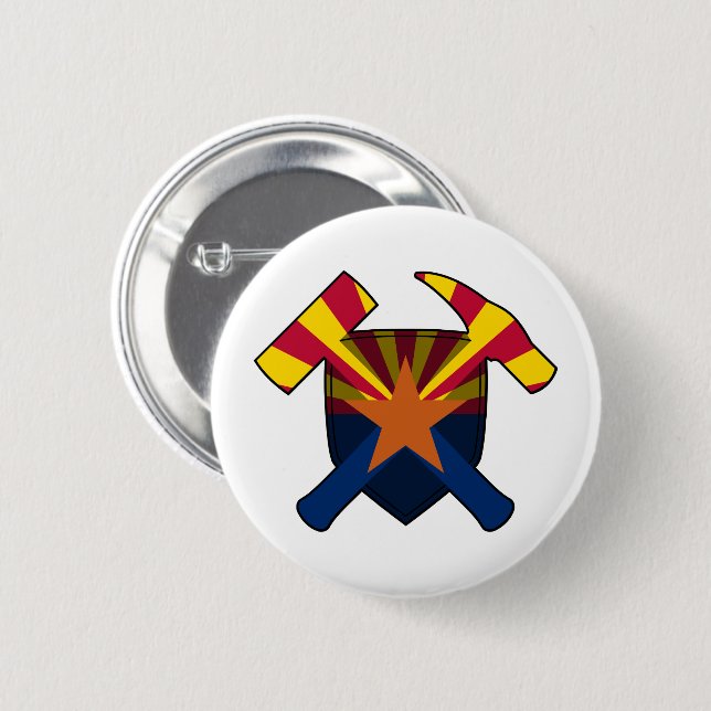 Felsschlagschild des Geologen - Flagge von Arizona Button (Vorne & Hinten)