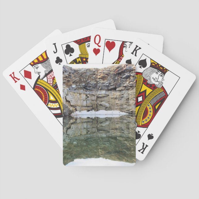 Felswand Reflektionen im Teich 3 Natur  Spielkarten (Rückseite)