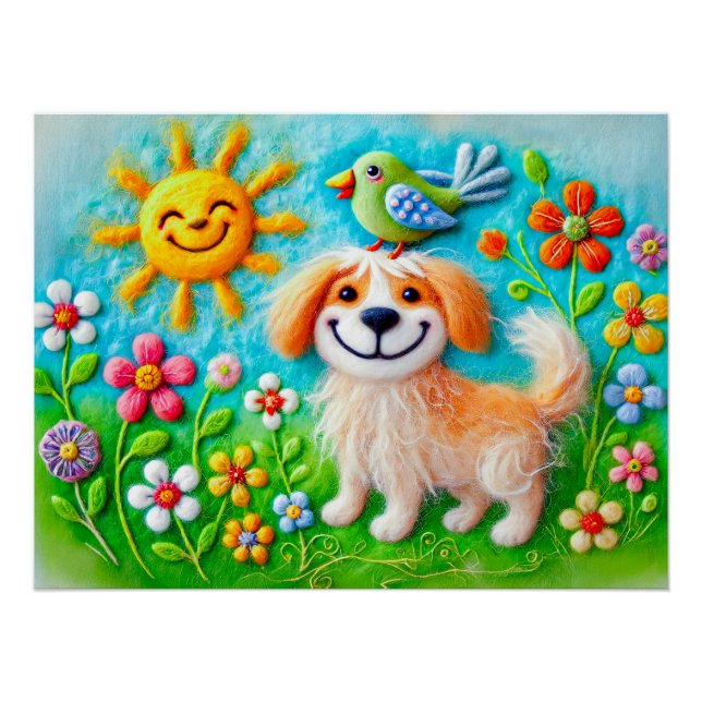 Felt Dog genießen Sommersonne Poster (Vorderseite)