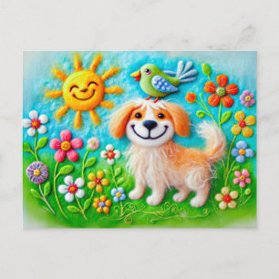 Felt Dog genießen Sommersonne Postkarte