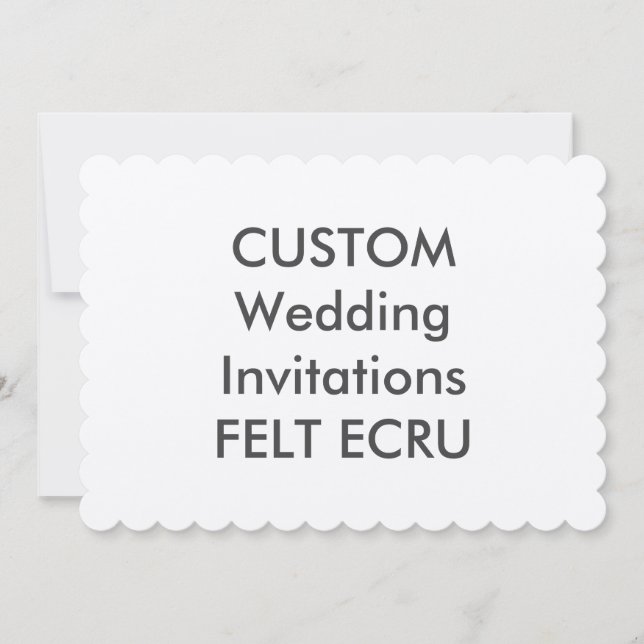FELT ECRU 110lb 7x5" Scalloped Wedding Einladungen (Vorderseite)