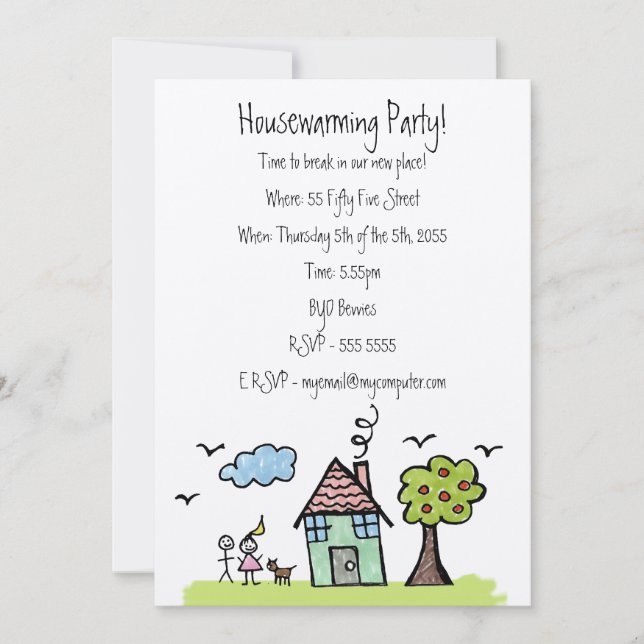 Felt House Warming Moving Party Invitation Invitat (Devant)