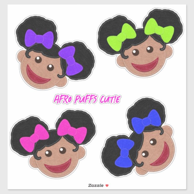 Felt Look Afro Puffs Süssen, die Sie anpassen Aufkleber (Blatt)