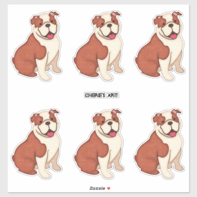 Felt Look Bull Hunde sechs auf einem Blatt Aufkleber (Blatt)