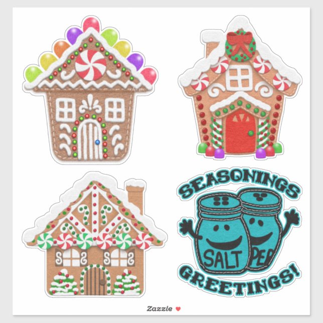 Felt Look Gingerbread Houses | Gürtelstil Aufkleber (Blatt)