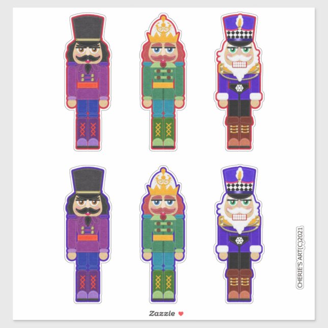 Felt Look Nutcrackers Soldiers Weihnachtsjubeln Aufkleber (Blatt)