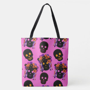 Felt Look Skulpturen auf rosa Halloween Leckerei T Tasche