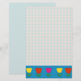 Felt Look Tulips und Gingham Karos Country Style Briefpapier