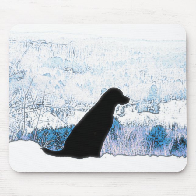 Felt mit Herz - Schwarzer Hund - Schwarzes Labor Mousepad (Vorne)