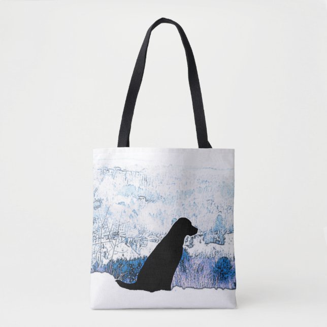 Felt mit Herz - Schwarzer Hund - Schwarzes Labor Tasche (Vorderseite)