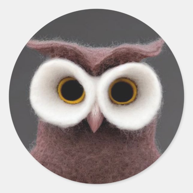 Felt Owl Classic Round Aufkleber (Vorderseite)