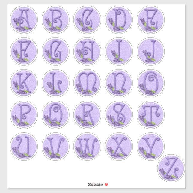 Felt Style Lavender Alphabet Aufkleber (Blatt)