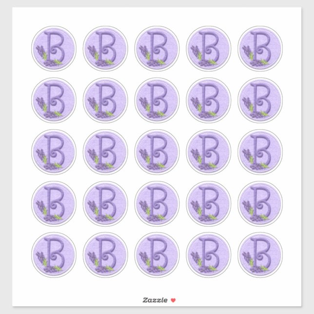 Felt Style Lavender Monogramme Aufkleber (Blatt)