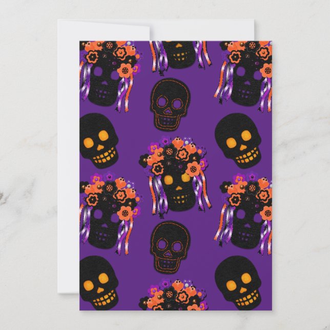 Felt Style Sugar Skulls Geburtstag des Toten (Vorderseite)