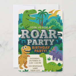 Felt Texture Jurassic Playground Dinosaur Geburtst Einladung