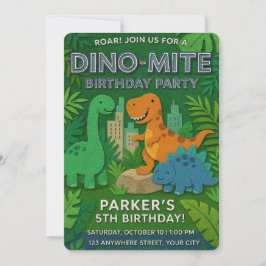 Felt Texture Jurassic Playground Dinosaur Geburtst Einladung