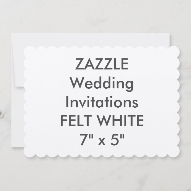 FELT WHITE 110lb 7x5" Scalloped Wedding Einladung (Vorderseite)