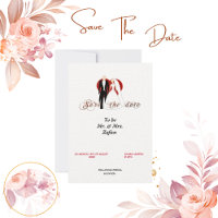 Felt White Paper Heart and Text Save the Date Card