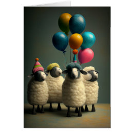 Felted Sheep Fête Anniversaire Carte de voeux plié