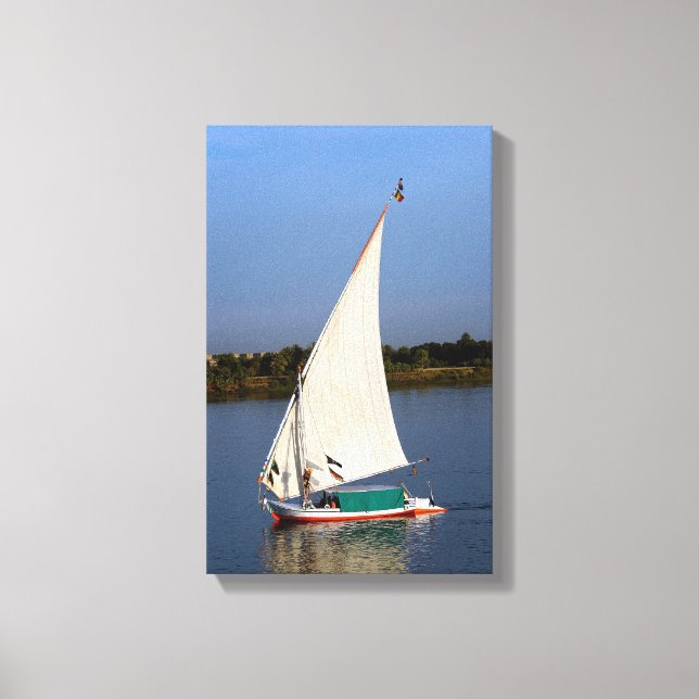 Felucca segelt entlang des Nils - Assuan, Ägypten Leinwanddruck (Vorderseite)