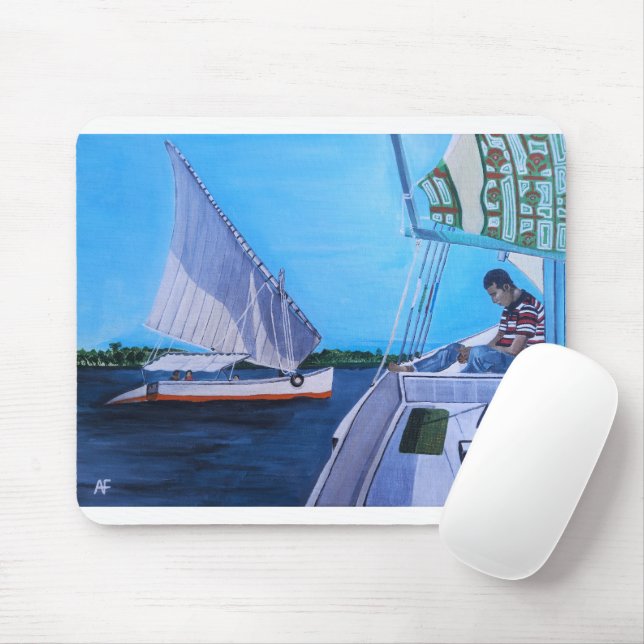 Feluccas auf dem Nil Gemälde von Alfred Fox Mousepad (Mit Mouse)