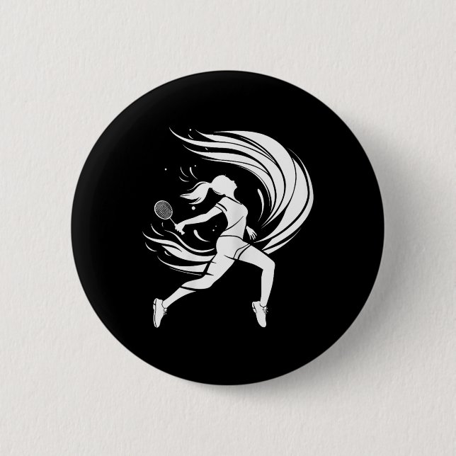 Female Badminton Player Drawing Shuttle  Button (Vorderseite)