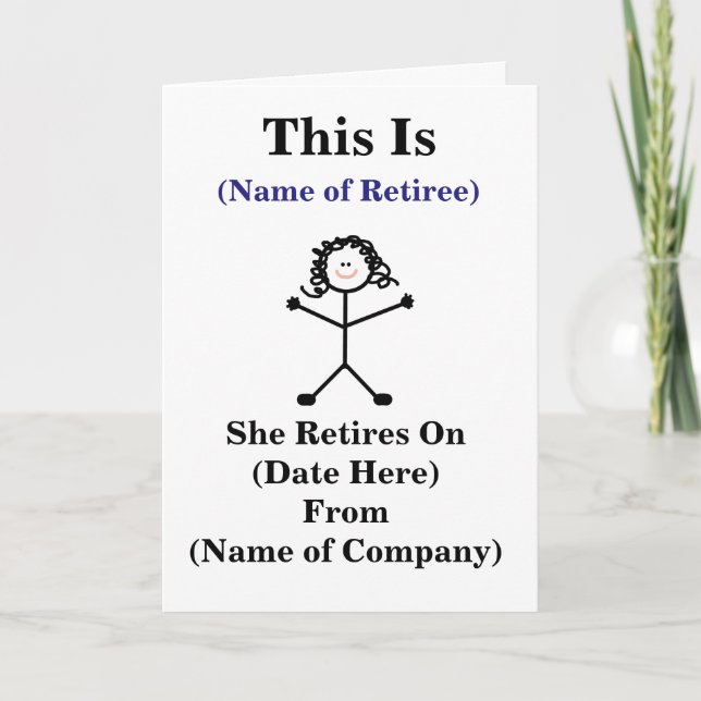 Female Big Sticklady Retirement Card Customize It! Karte (Vorderseite)