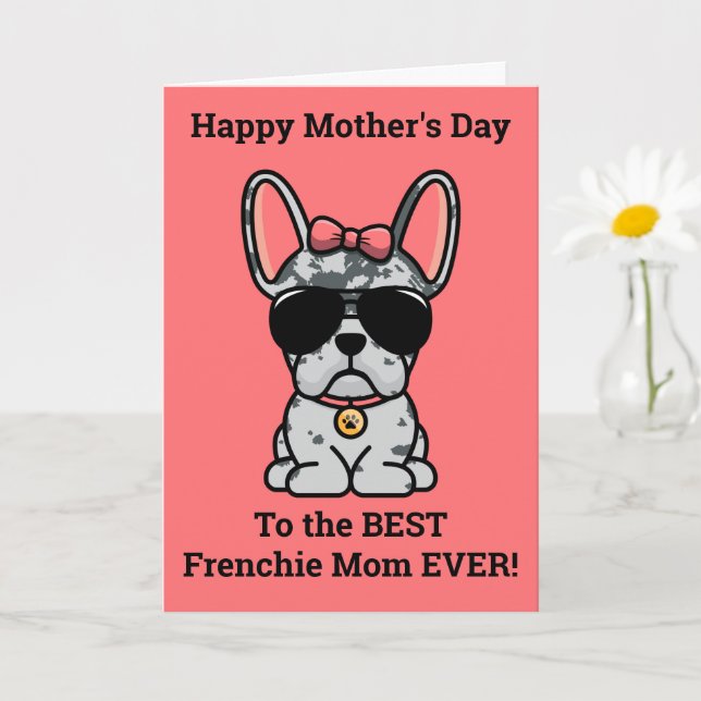 Female Blue Merle French Bulldog carte de fête des (Petite plante)